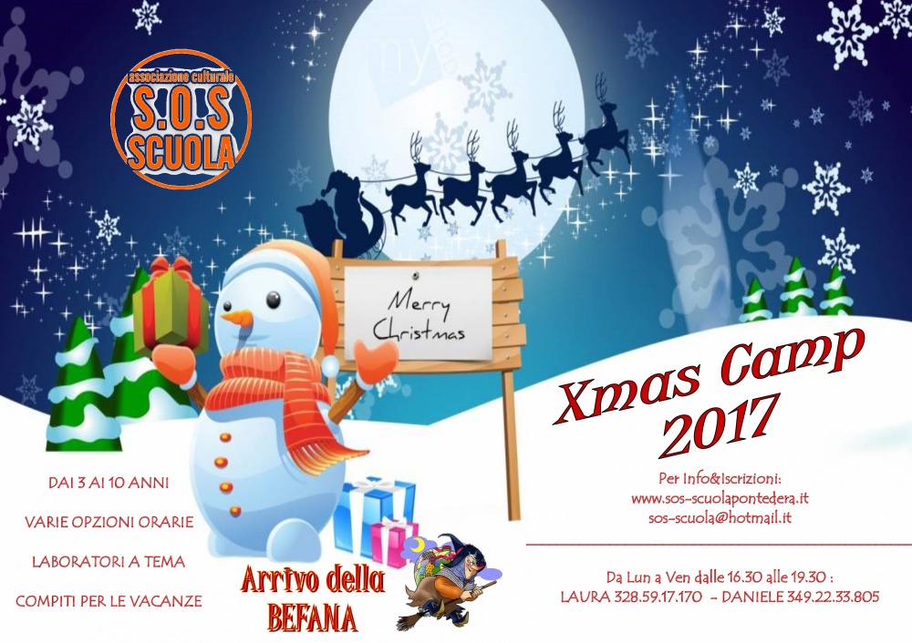 locandina dei campi invernali 2017/2018 di S.O.S Scuola di Pontedera